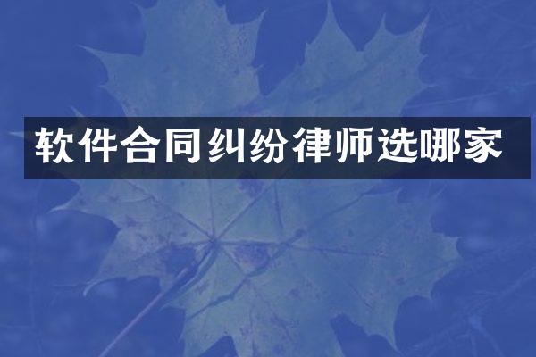 软件合同纠纷律师选哪家