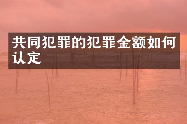 共同犯罪的犯罪金额如何认定