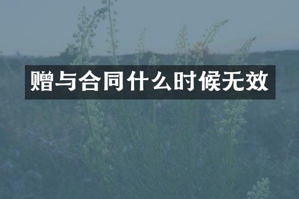 赠与合同什么时候无效